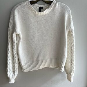 Moon & Madison Cream Sweater with Textured Sleeves